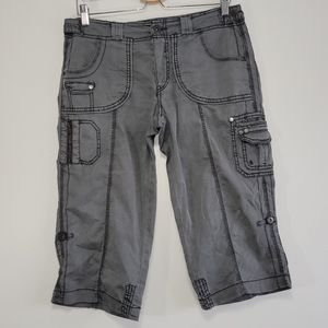 Marrakech ANTHRO Cargo Bermuda Pocket Shorts Gray Adjustable Outdoor Twill 27
